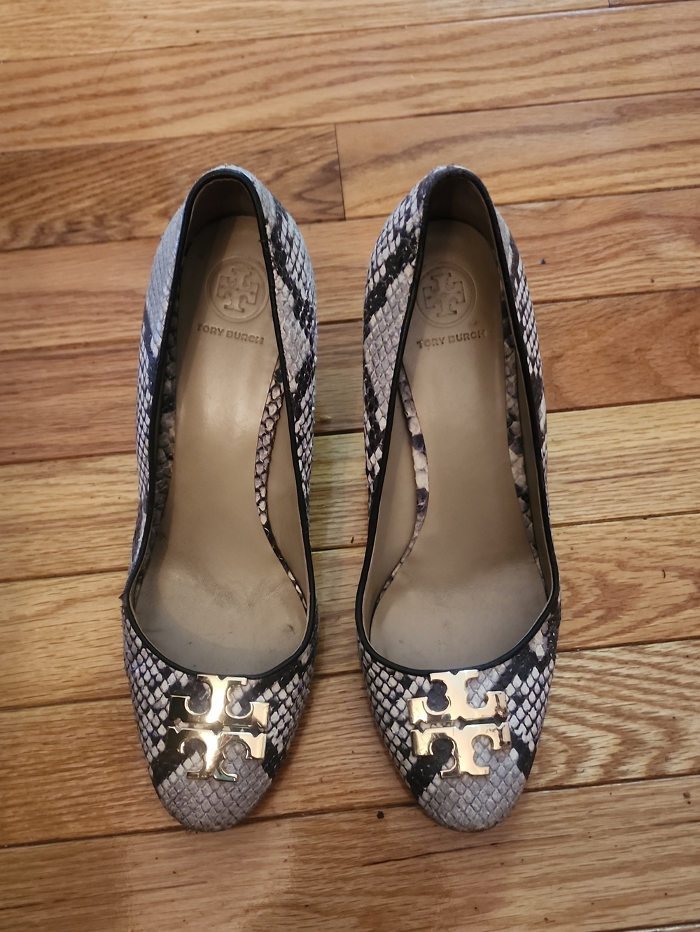Tory Burch Raleigh  Snake-Print Wedge  with Gold Logo